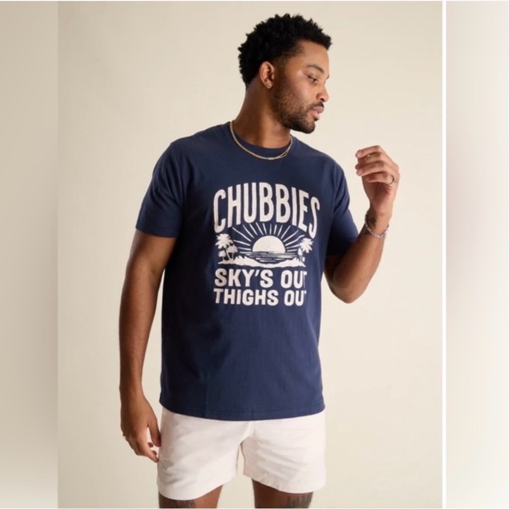 Chubbies Mens Graphic Tee Skys Out Thighs Out T Shirt Navy Size XXL
